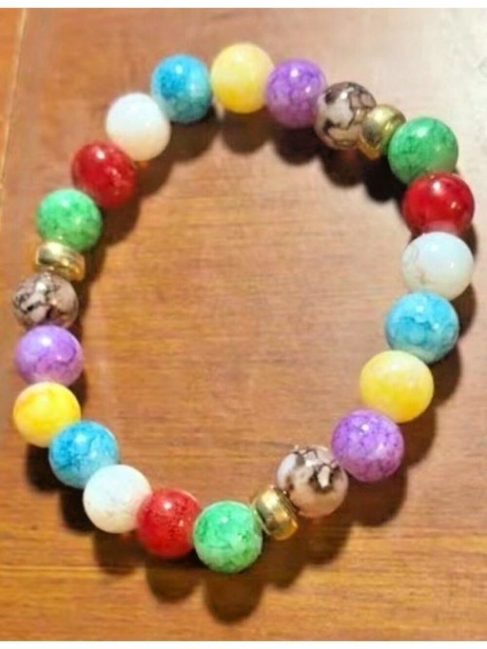 Colorful Crackle Bead Stretch Bracelet Multicolor Round Fashion Jewelry New